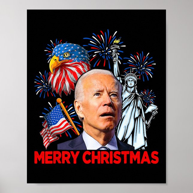 Poster Biden Confusa Patriótica Feliz Natal Para 4º S (Frente)
