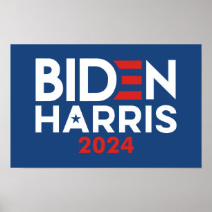 Poster Biden Harris 2024 star - Azul Branco Vermelho