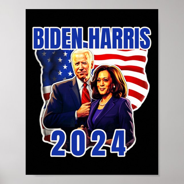 Poster Biden Harris Bandeira Americana Votação 2024 (Frente)