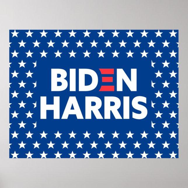 Poster Biden / Harris White Stars - Padrão Azul (Frente)