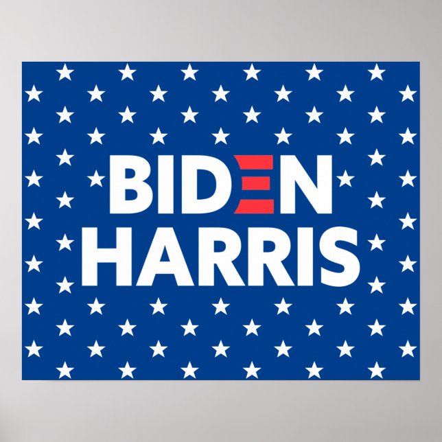 Poster Biden / Harris White Stars - Padrão Azul (Frente)