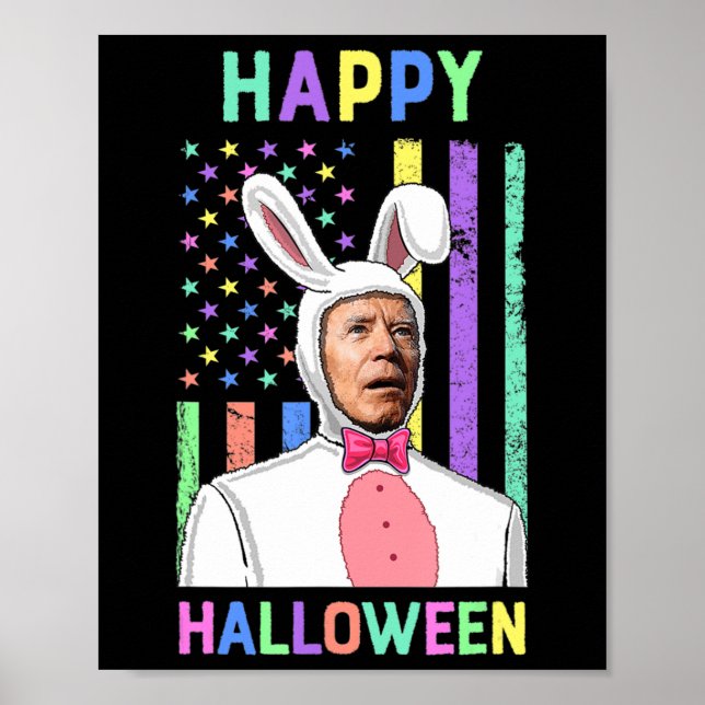 Poster Biden Páscoa Happy Halloween Bunny Joe Páscoa Flag (Frente)