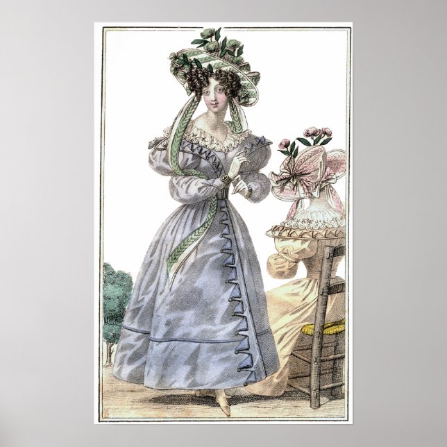 Pôster Biedermeier Fashion Print 1835 Ladies in Hats (Frente)