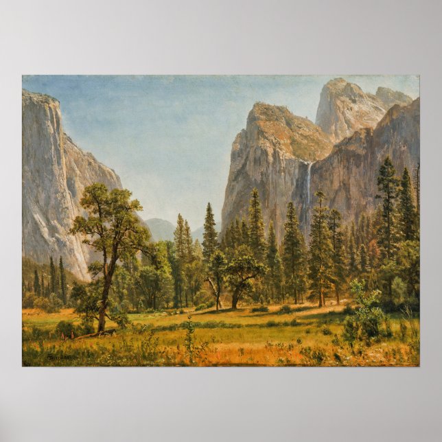 Poster Bierstadt - Bridal Veil Cai no Vale do Yosemite (Frente)