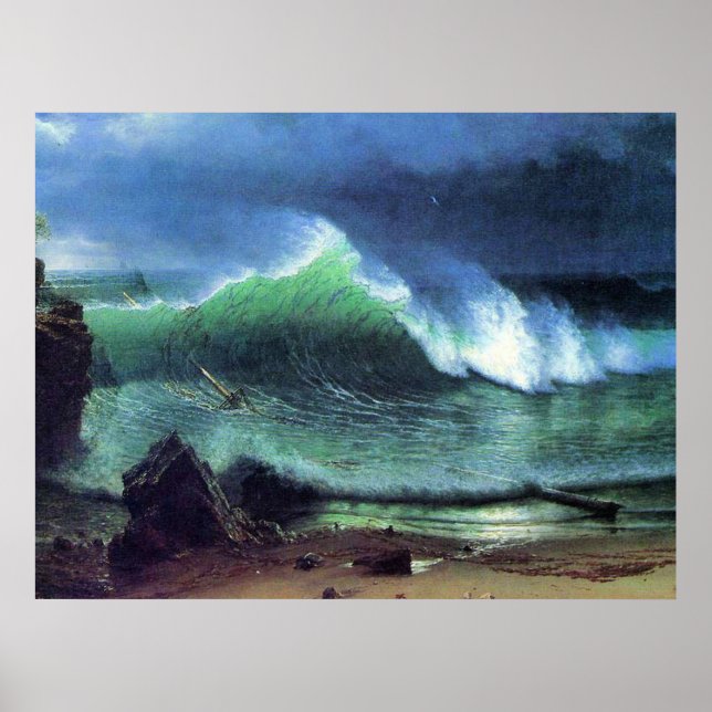 Poster Bierstadt - Emerald Sea, pintura de arte, (Frente)