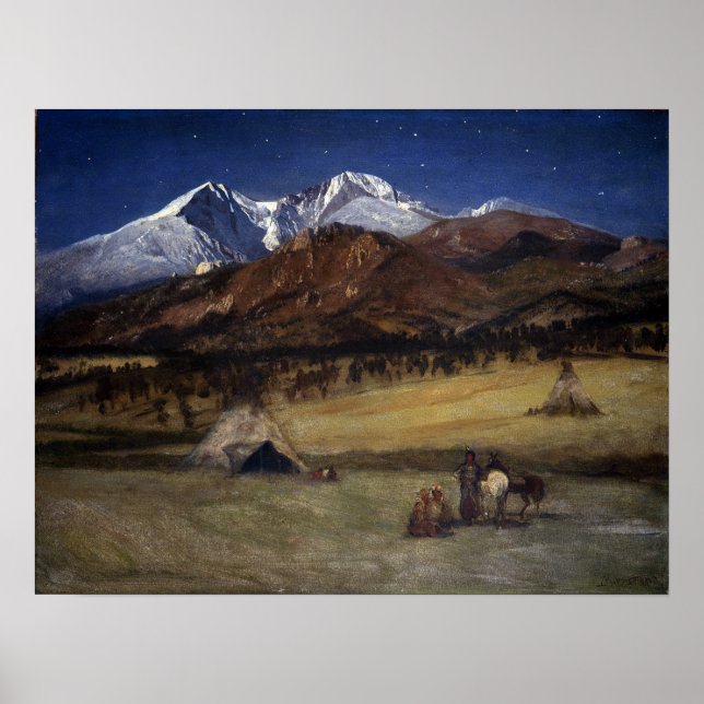 Poster Bierstadt - Noite do Encampamento Indiano (Frente)