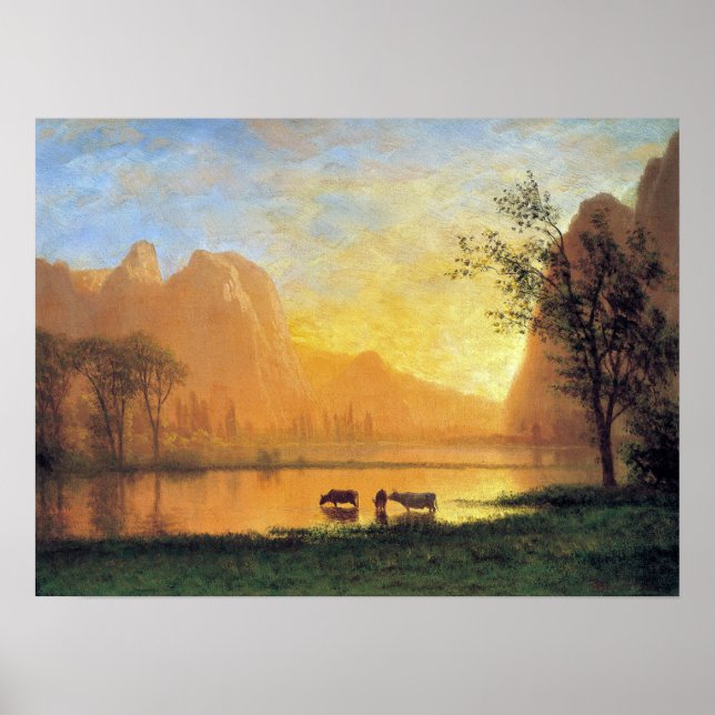 Poster Bierstadt - Pôr do Sol em Yosemite (Frente)