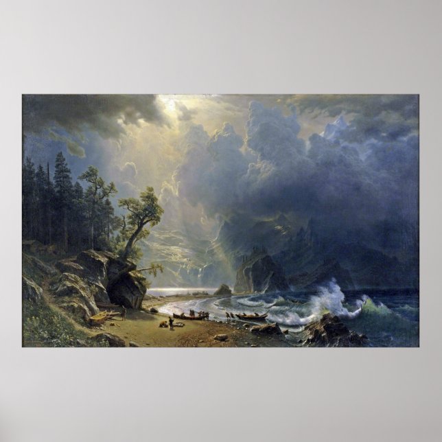Poster Bierstadt Puget Sound Coast Painting (Frente)