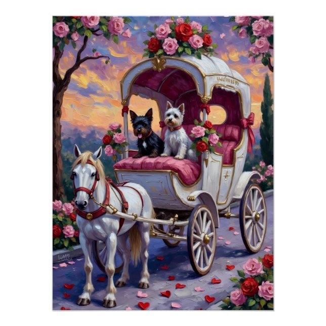 Pôster Biewer Terrier Dog Valentine's Day (Frente)