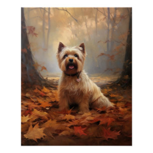 Pôster Biewer Terrier no Outono Folhas Caídas Inspiram
