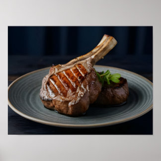Poster Bife Grelhado Gourmet com Marcas de Queimadura Ele