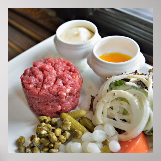 Poster Bife tártaro com legumes e especiarias (Frente)