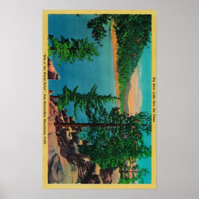 Pôster Big Bear Lake View on Rim o' World Drive (Frente)