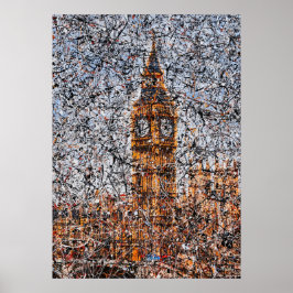 Poster Big Ben expressionista abstrato Londres Drip Art