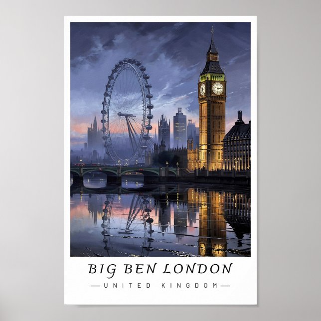 Poster Big Ben London UK Wall Art, Cityscape  (Frente)