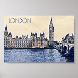 Poster Big Ben London Watercolor art
