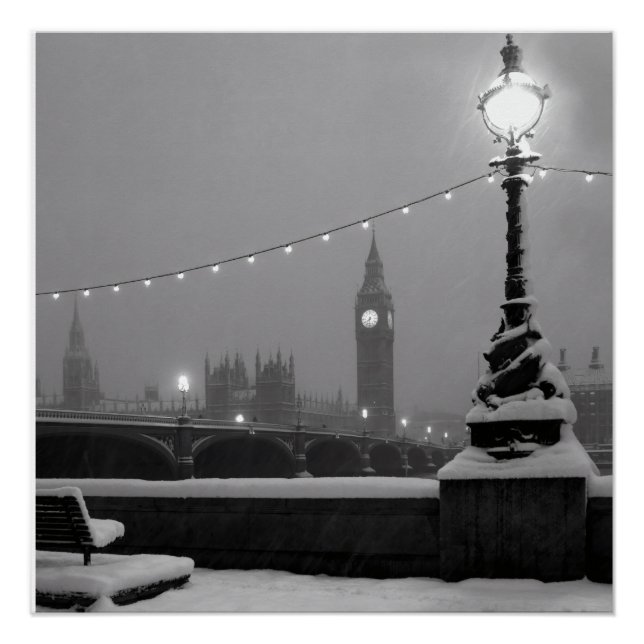 Pôster Big Ben na Neve – Londres (Frente)