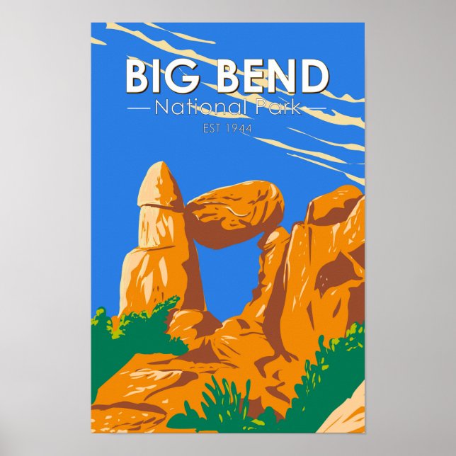 Poster Big Bend National Park Balanced Rock Vintage (Frente)