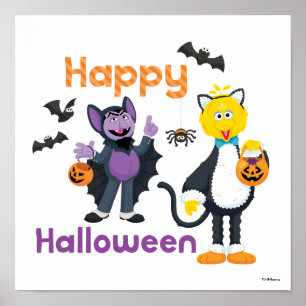 Poster Big Bird e Count Feliz Dia das Bruxas