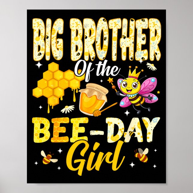 Poster Big Brother Of The Bee Day Girl Birthday Family Ma (Frente)