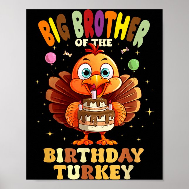 Poster Big Brother Of The Birthday Turkey Family 1st Birt (Frente)