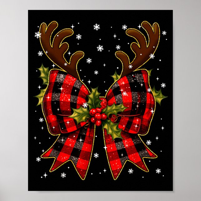 Poster Big Coquette Plaid Reindeer Christmas Xmas Women G (Frente)