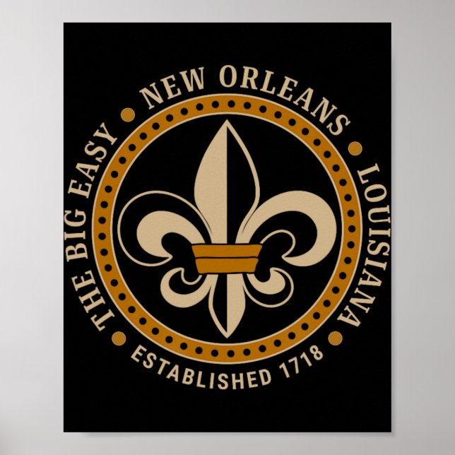 Poster Big Easy New Orleans Louisiana Fleur De Lis Establ (Frente)