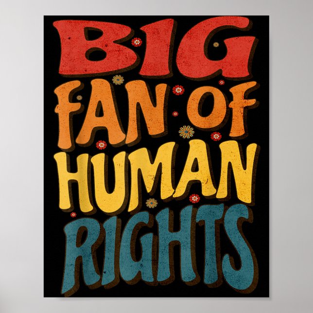 Poster Big Fan Of Human Rights Retro Style For Womens  (Frente)