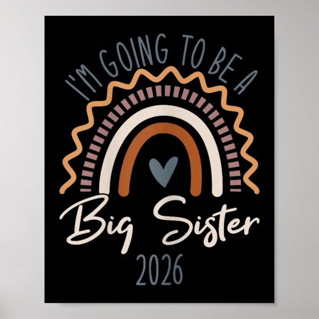 Poster Big Sister 2026 Girls Rainbow Big Sis Sibling  (Frente)