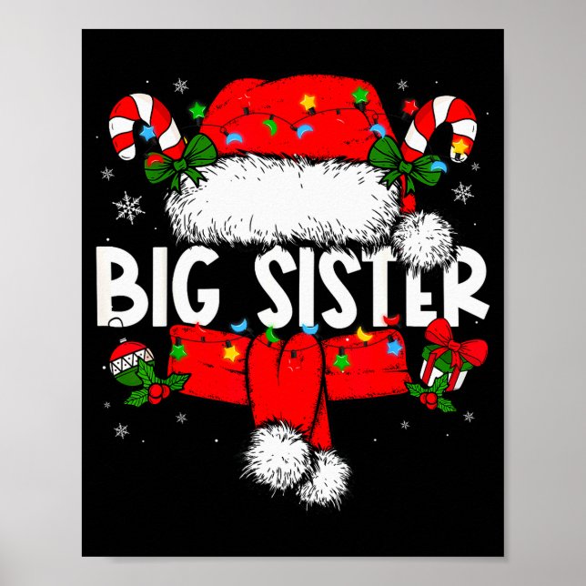 Poster Big Sister Christmas Pajama Santa Claus Family Mat (Frente)