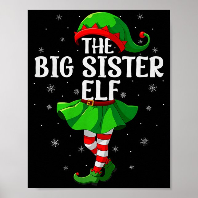 Poster Big Sister Elf Christmas Girls Women Elf Squad Xma (Frente)