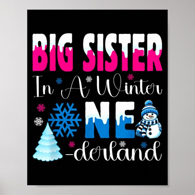 Poster Big Sister In A Winter Onederland Bday Girl Sweet  (Frente)