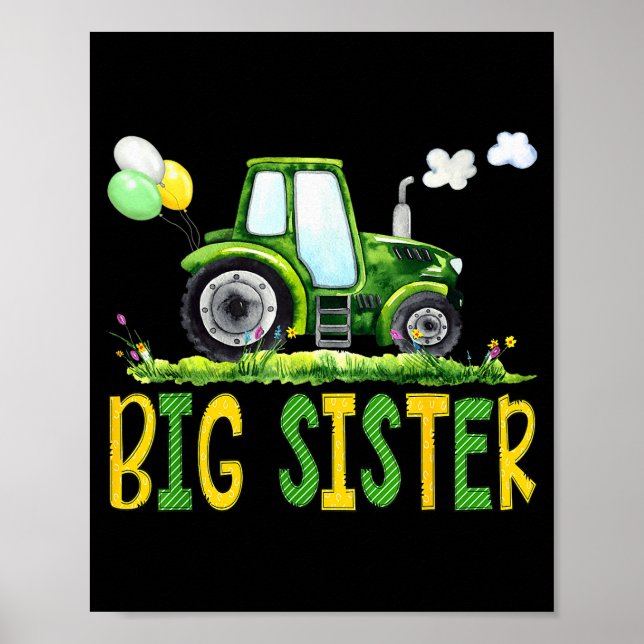 Poster Big Sister Of The Birthday Boy Tractor Farm Truck  (Frente)