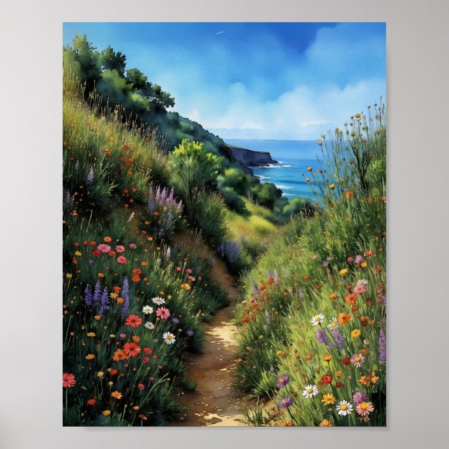 Poster Big Sur California Watercolor (Frente)
