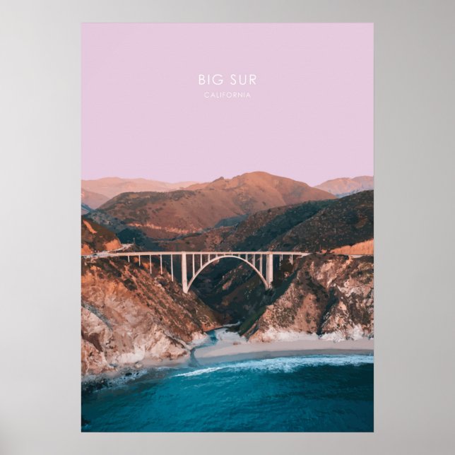 Poster Big Sur, Viagem da Califórnia Trabalho de arte (Frente)