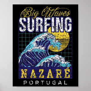 Poster Big Wave Surf Nazaré Portugal Surfista Surf