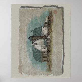 Pôster Big White Amish Barn