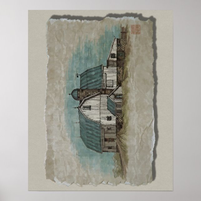 Pôster Big White Amish Barn (Frente)