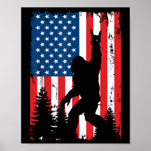 Poster Bigfoot 4 De Julho Vintage Bandeira Americana EUA