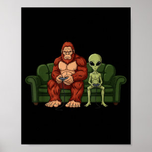 Poster Bigfoot Alien Video Games Jogos Sasquatch Ufo Home