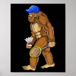 Poster Bigfoot Badminton Shuttle Art Sports