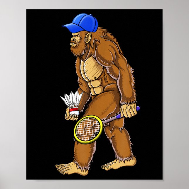 Poster Bigfoot Badminton Shuttle Art Sports (Frente)