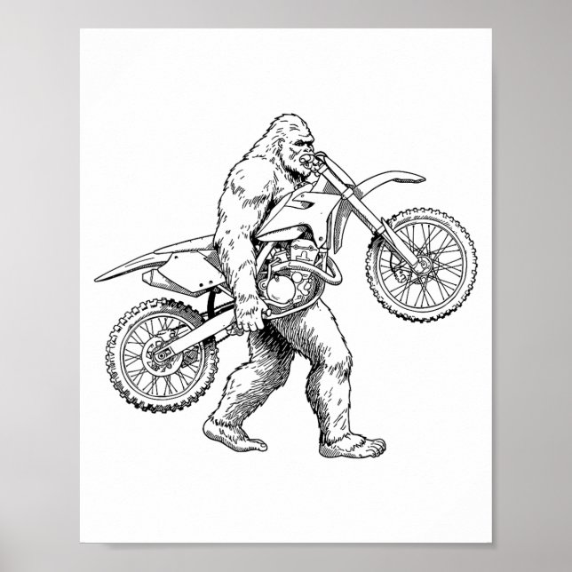 Poster Bigfoot Dirt Bike Sasquatch Biker  (Frente)