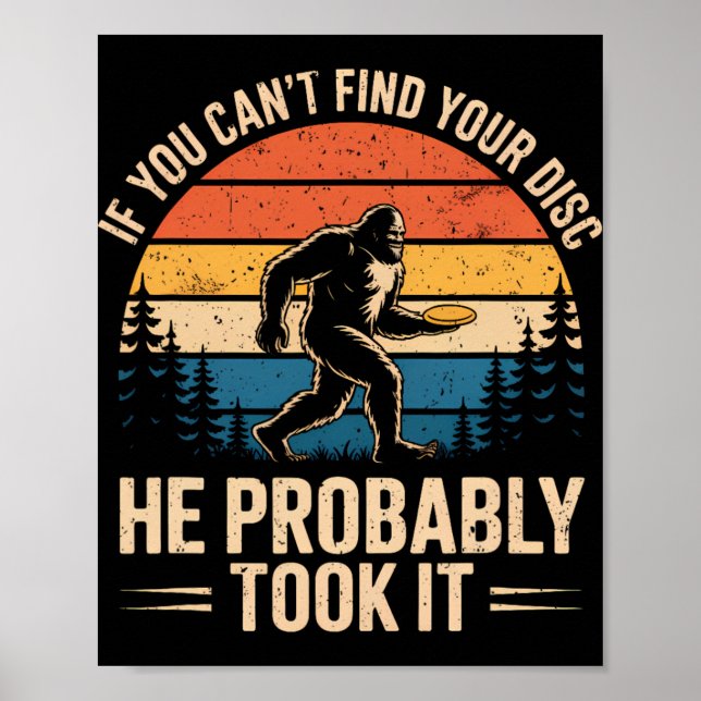 Poster Bigfoot Divertido Disco Golfe Sasquatch Frisbee Ho (Frente)