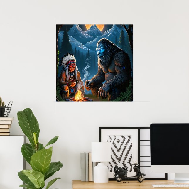 Poster Bigfoot e Chefe Moonlit Forest Gatherin (Escritório em casa)