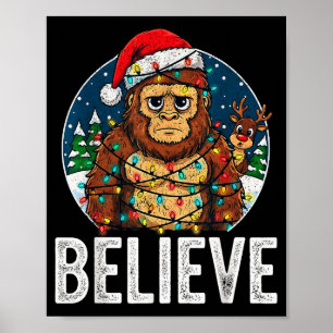 Poster Bigfoot engraçado Acredite no Natal Sasquatch Papa