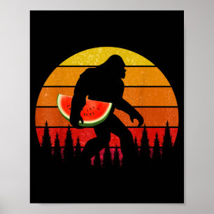 Poster Bigfoot Engraçado Com Fatia de Melancia Melão Verã