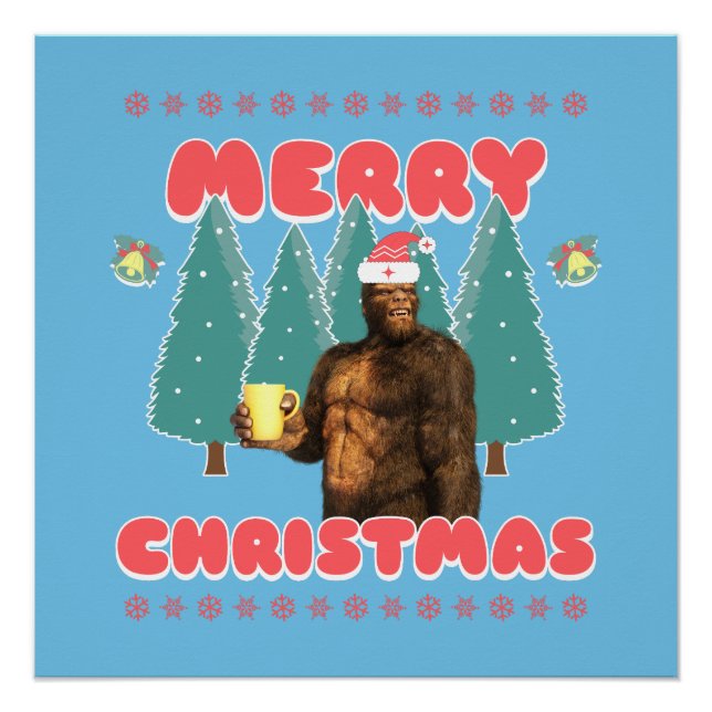 Pôster Bigfoot Engraçado - Feliz Natal (Frente)