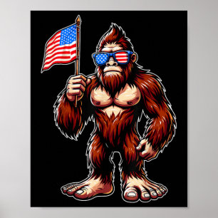 Poster Bigfoot Fogos de Artifício 4 de Julho Homens Sasqu