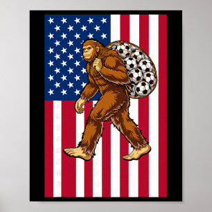 Poster Bigfoot Futebol Bandeira EUA Engraçado Patriótico 
